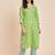Green v neck tunic with striped palazzo co ords