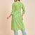 Green v neck tunic with striped palazzo co ords