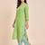 Green v neck tunic with striped palazzo co ords