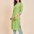 Green v neck tunic with striped palazzo co ords