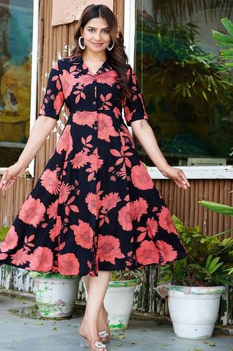 Floral printed shirt dress