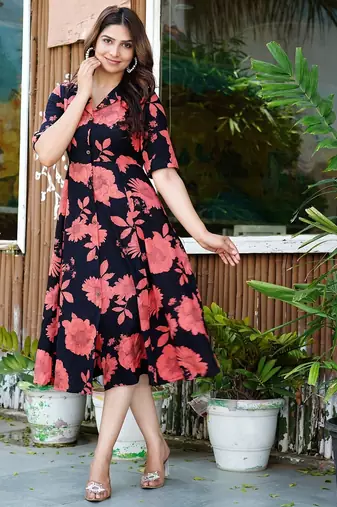 Floral printed shirt dress