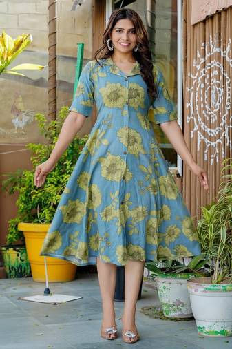 Floral printed fit and flare dress