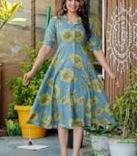 Floral printed fit and flare dress