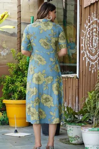Floral printed fit and flare dress