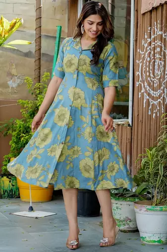 Floral printed fit and flare dress