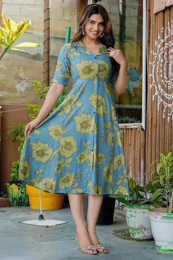 Floral printed fit and flare dress