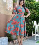 Floral printed  a line midi dress