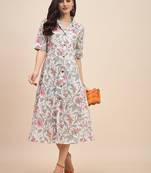 Floral print a line midi dress