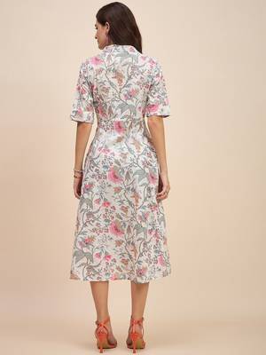 Floral print a line midi dress 2