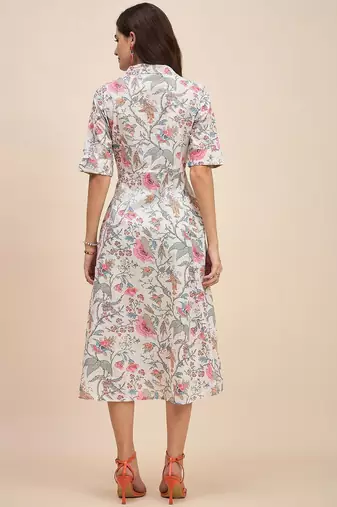 Floral print a line midi dress
