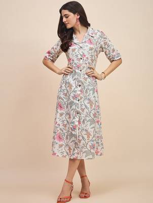 Floral print a line midi dress 3
