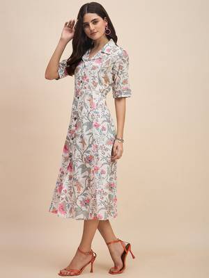 Floral print a line midi dress 4