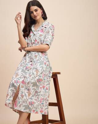 Floral print a line midi dress 5