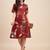 Floral print shirt collar shirt dress