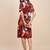 Floral print shirt collar shirt dress