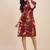 Floral print shirt collar shirt dress