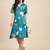Floral printed shirt collar a line dress