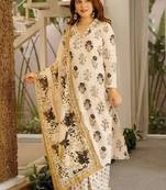  cambric cotton kurti set with dupatta & bottomheavy printed casual outfit