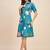 Floral printed shirt collar a line dress