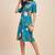 Floral printed shirt collar a line dress
