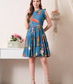Floral print flutter sleeve fit & flare dress