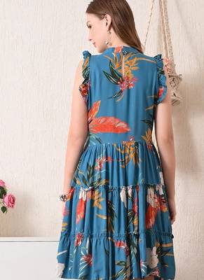 Floral print flutter sleeve fit & flare dress 2