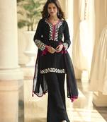 Latest designer premium simar silk mirror work top with palazzo & dupatta set