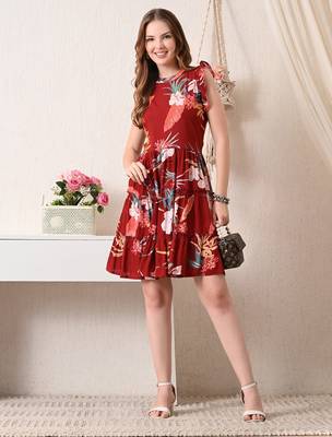 Floral print flutter sleeve fit & flare dress 5