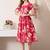 Floral print puff sleeve a line midi dress
