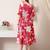 Floral print puff sleeve a line midi dress