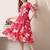 Floral print puff sleeve a line midi dress