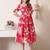 Floral print puff sleeve a line midi dress