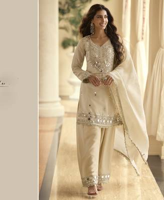 Latestpremium simar silk mirror work top with palazzo & dupatta set 3