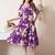 Floral print puff sleeve fit & flare midi dress