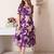 Floral print puff sleeve fit & flare midi dress
