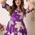 Floral print puff sleeve fit & flare midi dress