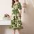 Floral print puff sleeve fit & flare midi dress