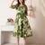 Floral print puff sleeve fit & flare midi dress
