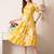 Floral print puff sleeve fit & flare midi dress