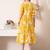 Floral print puff sleeve fit & flare midi dress
