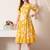 Floral print puff sleeve fit & flare midi dress