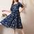 Floral print puff sleeve fit & flare midi dress