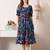 Floral print puff sleeve fit & flare dress