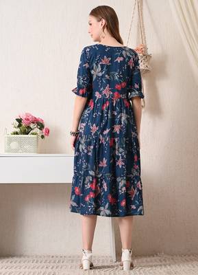 Floral print puff sleeve fit & flare dress 2