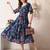 Floral print puff sleeve fit & flare dress