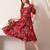 Floral print puff sleeve a line midi dress
