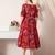 Floral print puff sleeve a line midi dress