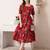 Floral print puff sleeve a line midi dress