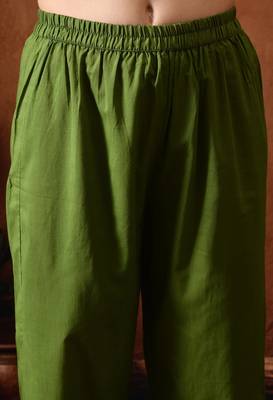Floral printed mandarin collar pure cotton kurta with trousers 2